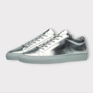 Women by Common Projects Metallic Silver Leather Sneakers